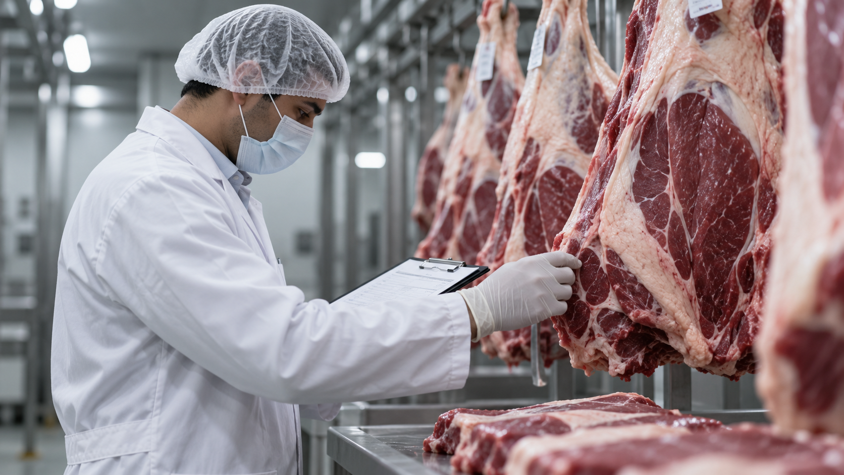 Quality inspection of beef in a preparation facility